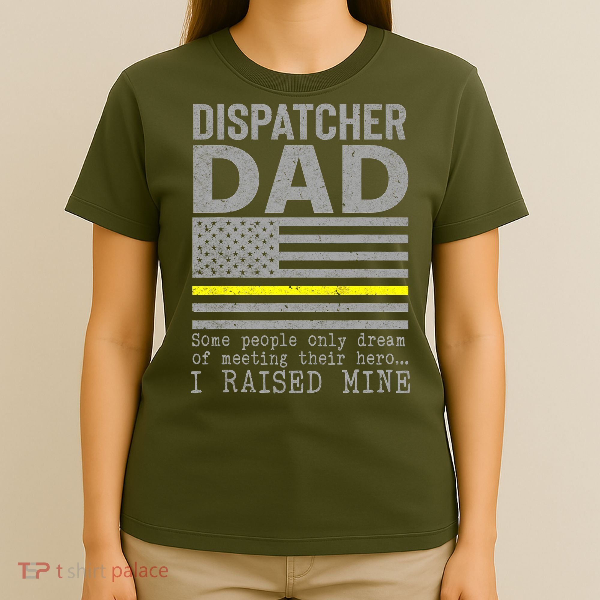 Proud Dad Of A 911 Dispatcher Thin Gold Line Dispatch Father T-Shirt