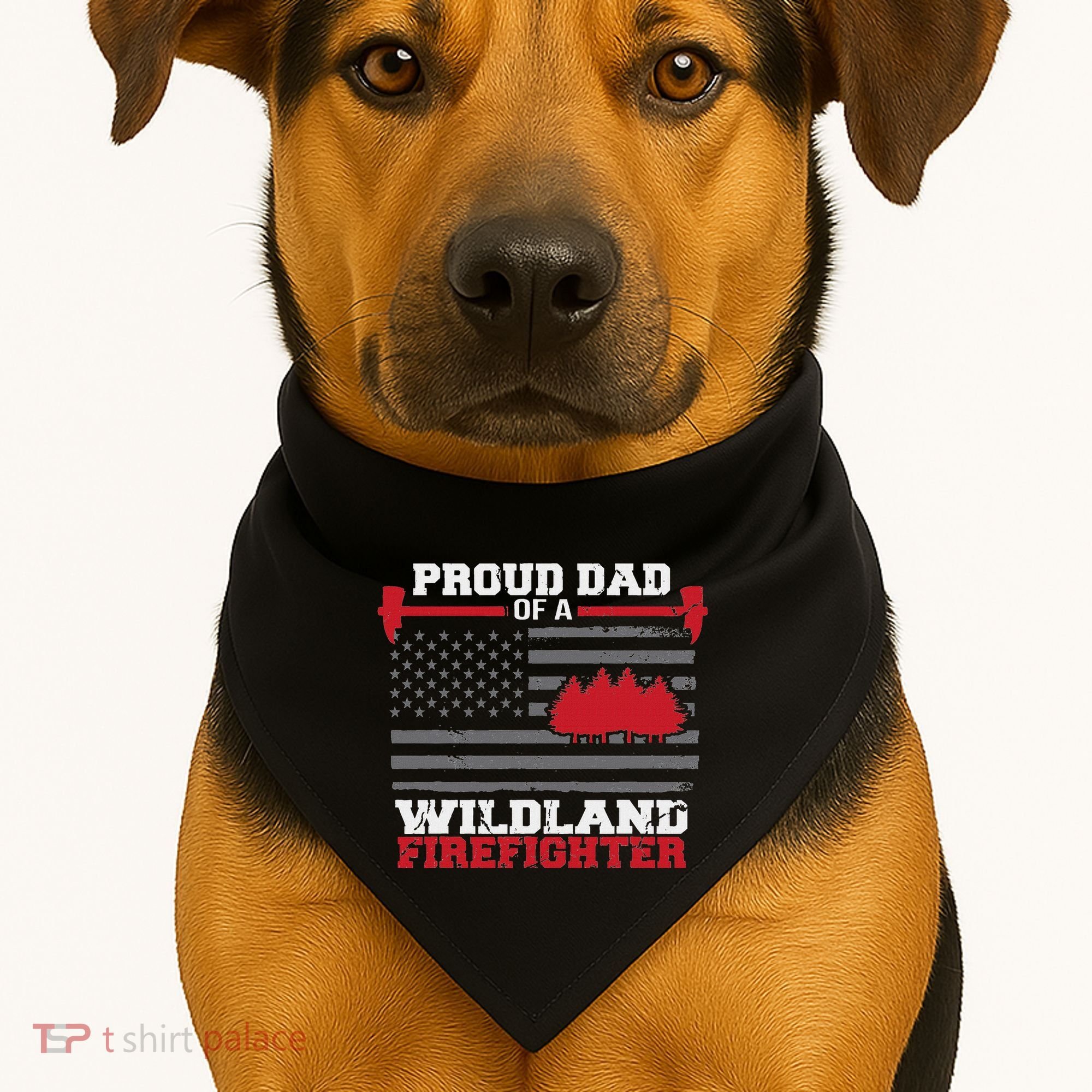 Proud Dad Of A Wildland Firefighter Wildfire Suppression Usa USA-Made Doggie Bandana