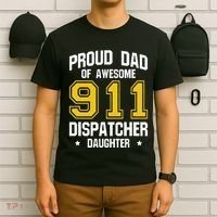 Proud Dad Of Awesome 911 Dispatcher Daughter Fathers Day T-Shirt thumb 6