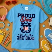 Proud Dad Of A Us Coast Guard Gift Kids T-Shirt thumb 3