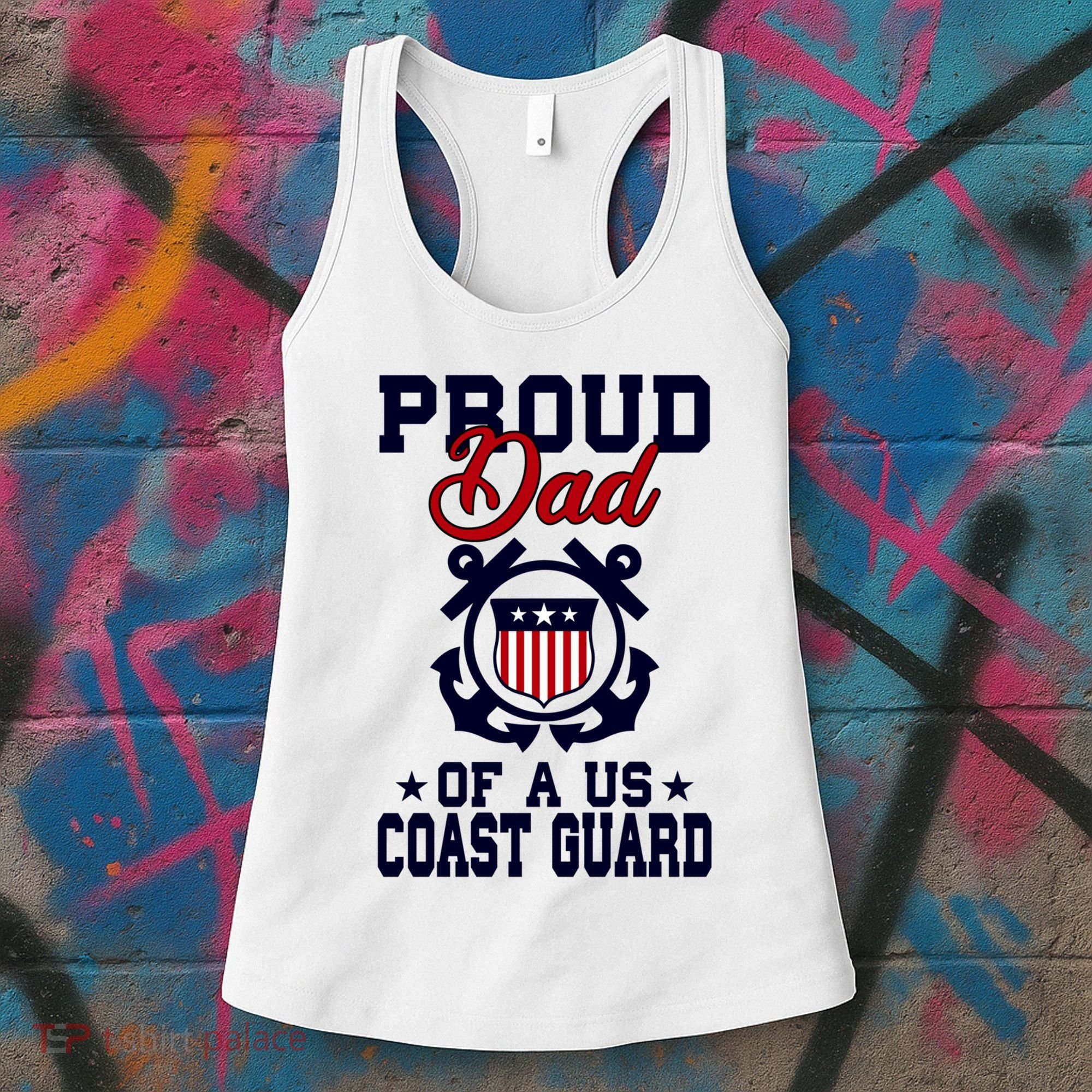 Proud Dad Of A Us Coast Guard Gift Women's Tank Top
