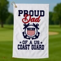 Proud Dad Of A Us Coast Guard Gift Golf Towel thumb 1