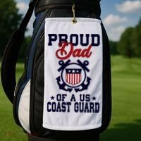 Proud Dad Of A Us Coast Guard Gift Golf Towel thumb 2