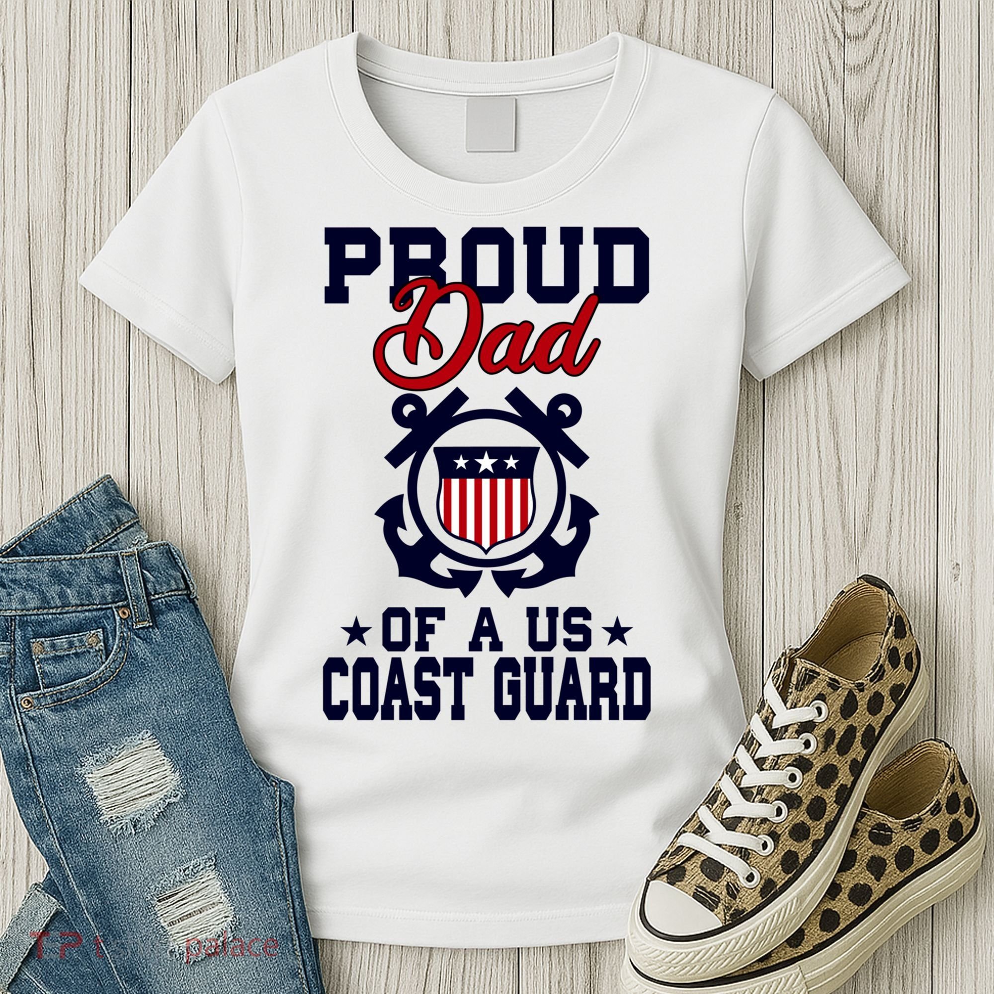 Proud Dad Of A Us Coast Guard Gift Women's T-Shirt