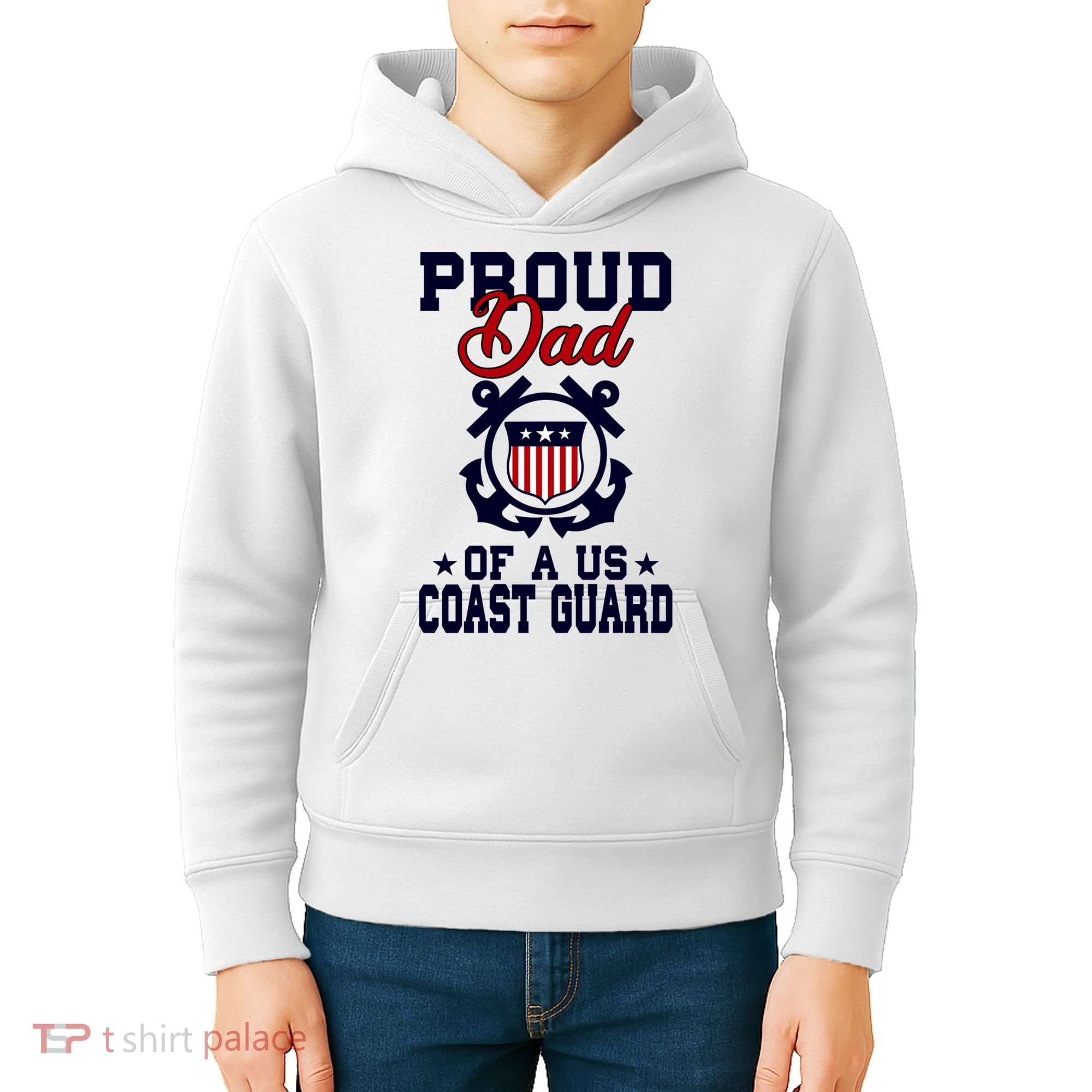 Proud Dad Of A Us Coast Guard Gift Kids Hoodie