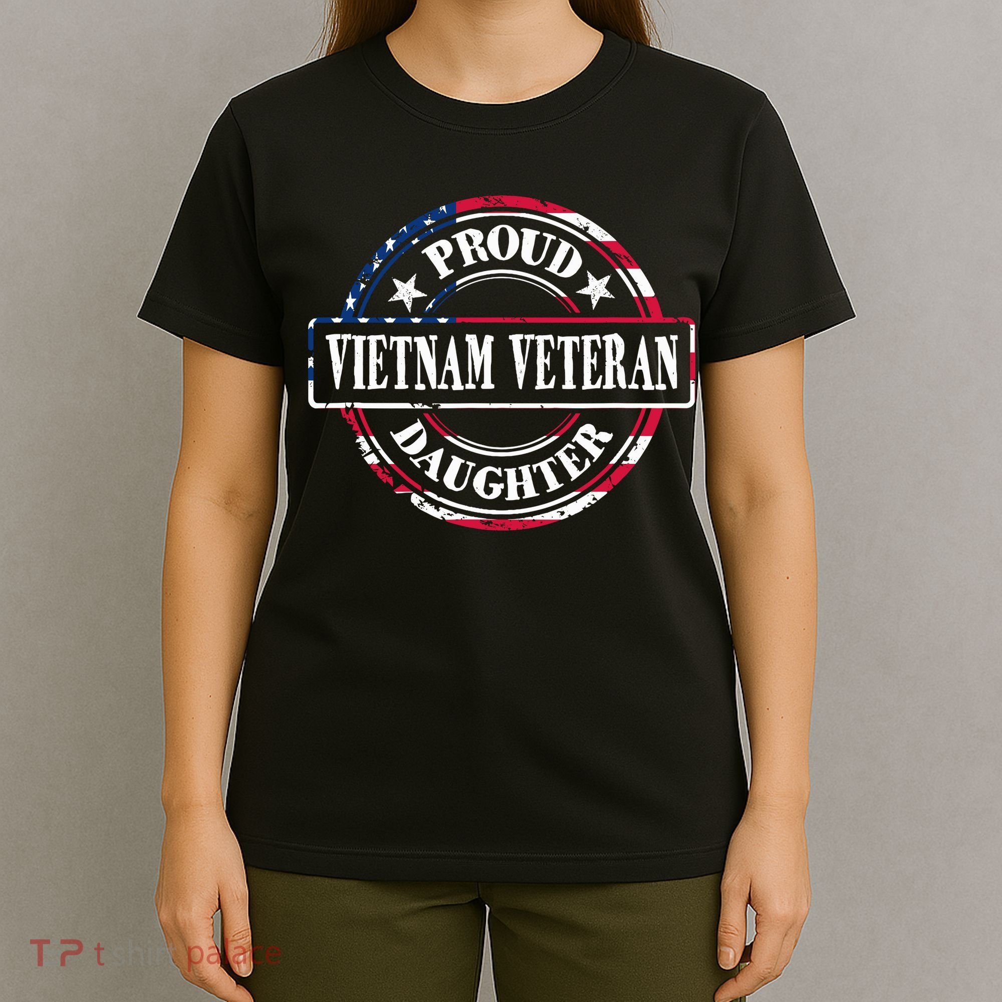 Proud Daughter Of A Vietnam Veteran American Flag Colors T-Shirt