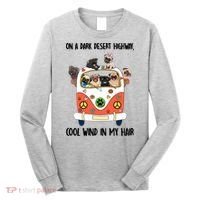 Pug Dog On A Dark Desert Highway Feel Cool Wind In My Hair Long Sleeve Shirt thumb 0