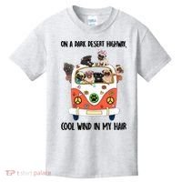 Pug Dog On A Dark Desert Highway Feel Cool Wind In My Hair Kids T-Shirt thumb 0