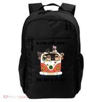 Pug Dog On A Dark Desert Highway Feel Cool Wind In My Hair Backpack thumb 0