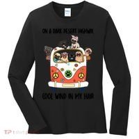 Pug Dog On A Dark Desert Highway Feel Cool Wind In My Hair Women's Long Sleeve Shirt thumb 0