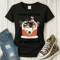 Pug Dog On A Dark Desert Highway Feel Cool Wind In My Hair Women's T-Shirt thumb 3