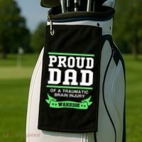 Proud Dad Of A Traumatic Brain Injury Warrior Golf Towel thumb 2