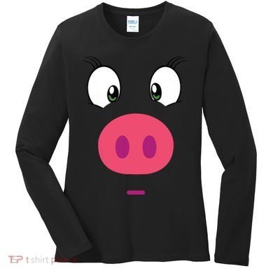 Piggy Design Pig Face Women's Long Sleeve Shirt