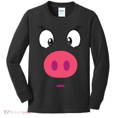Piggy Design Pig Face Kids Long Sleeve Shirt