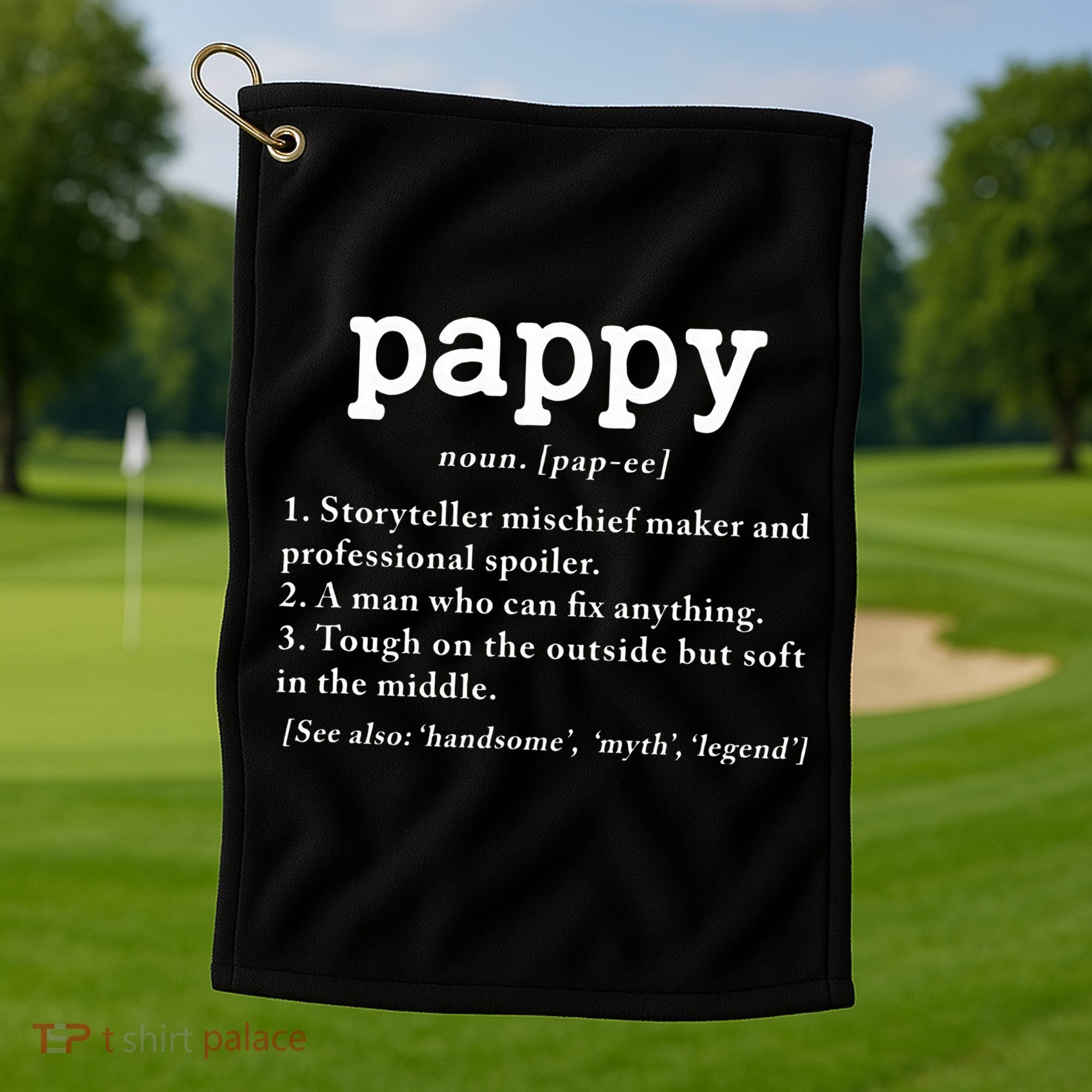 Pappy Definition Papa Grandpa Fathers Day Present Golf Towel