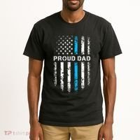 Proud Dad Patriotic Law Enforcement Supporter Police Officer Tall T-Shirt thumb 2