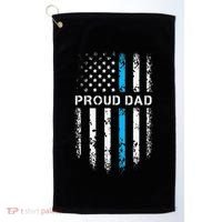 Proud Dad Patriotic Law Enforcement Supporter Police Officer Golf Towel thumb 0