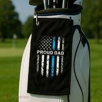 Proud Dad Patriotic Law Enforcement Supporter Police Officer Golf Towel thumb 2