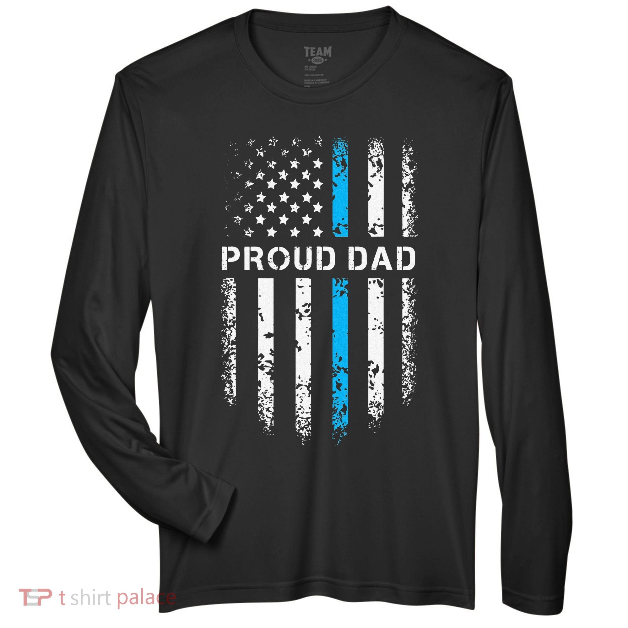 Proud Dad Patriotic Law Enforcement Supporter Police Officer Zone Performance Long-Sleeve T-Shirt