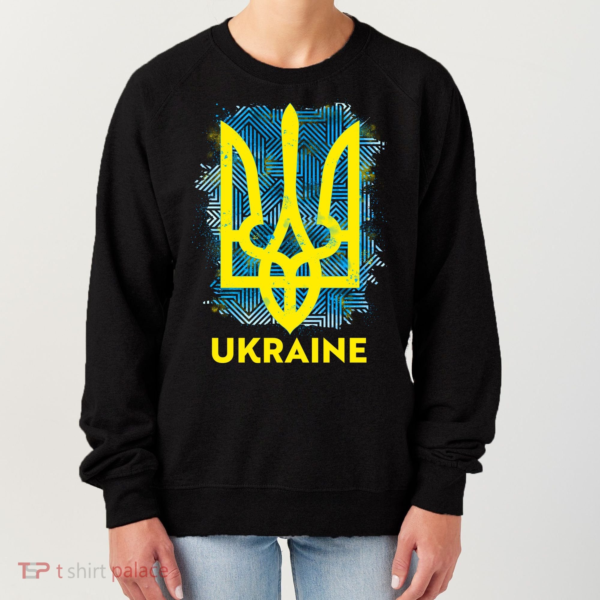 Painted Distressed Pattern Ukraine Coat Of Arms Flag Women's Sweatshirt