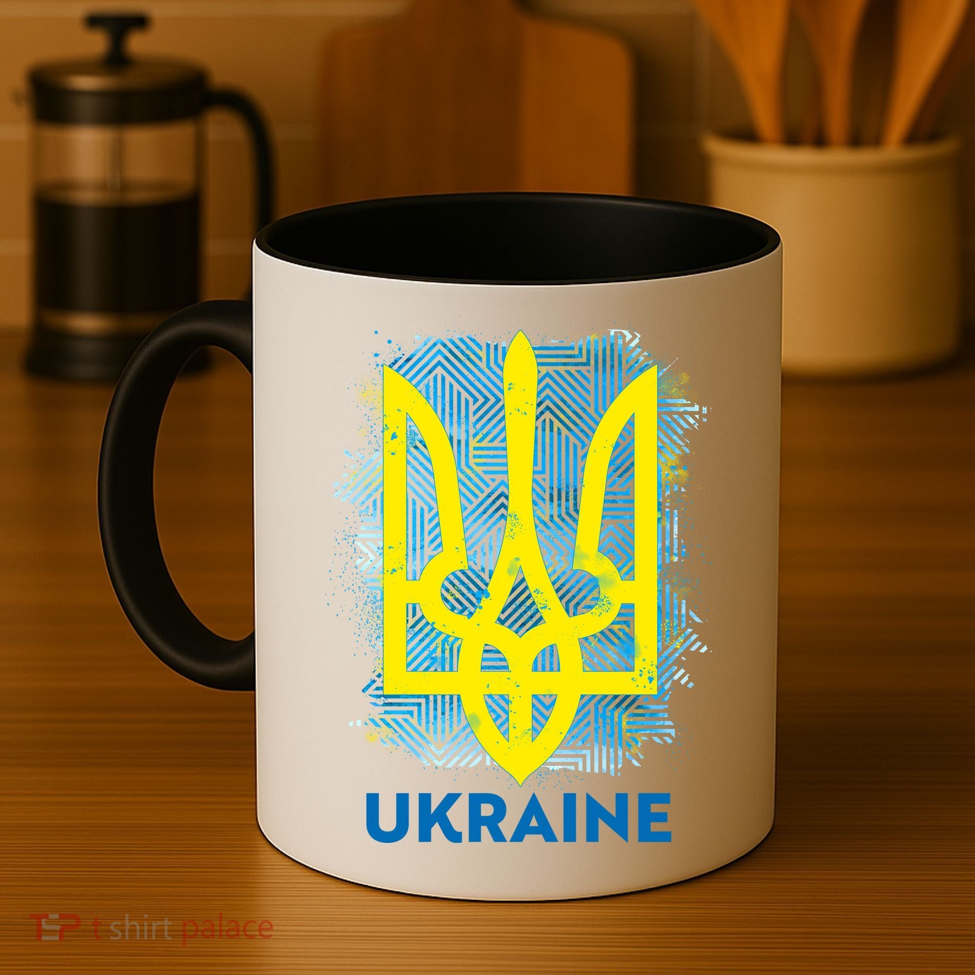 Painted Distressed Pattern Ukraine Coat Of Arms Flag Coffee Mug