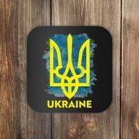 Painted Distressed Pattern Ukraine Coat Of Arms Flag Coaster thumb 0
