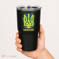 Painted Distressed Pattern Ukraine Coat Of Arms Flag Tumbler thumb 2