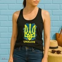 Painted Distressed Pattern Ukraine Coat Of Arms Flag Women's Tank Top thumb 2