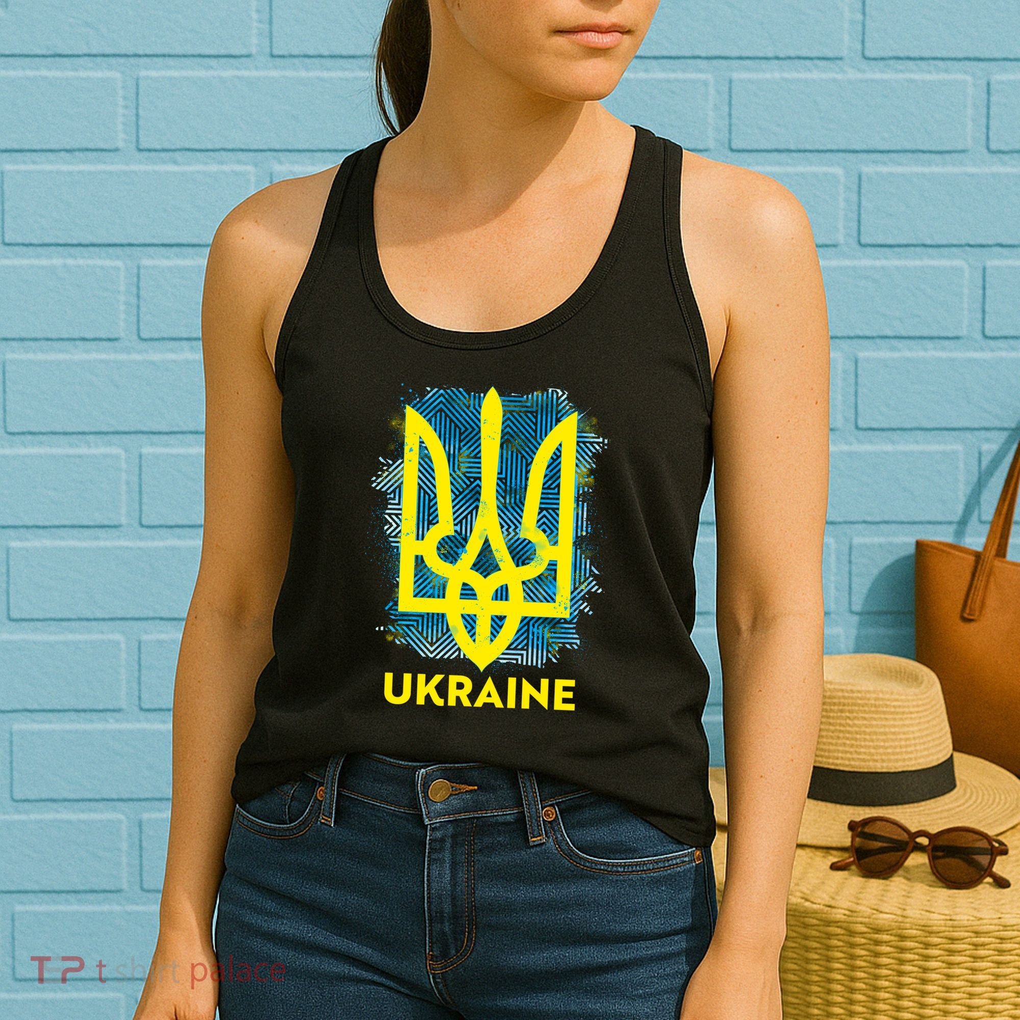 Painted Distressed Pattern Ukraine Coat Of Arms Flag Women's Tank Top