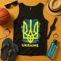 Painted Distressed Pattern Ukraine Coat Of Arms Flag Tank Top thumb 4