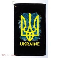Painted Distressed Pattern Ukraine Coat Of Arms Flag Golf Towel thumb 0