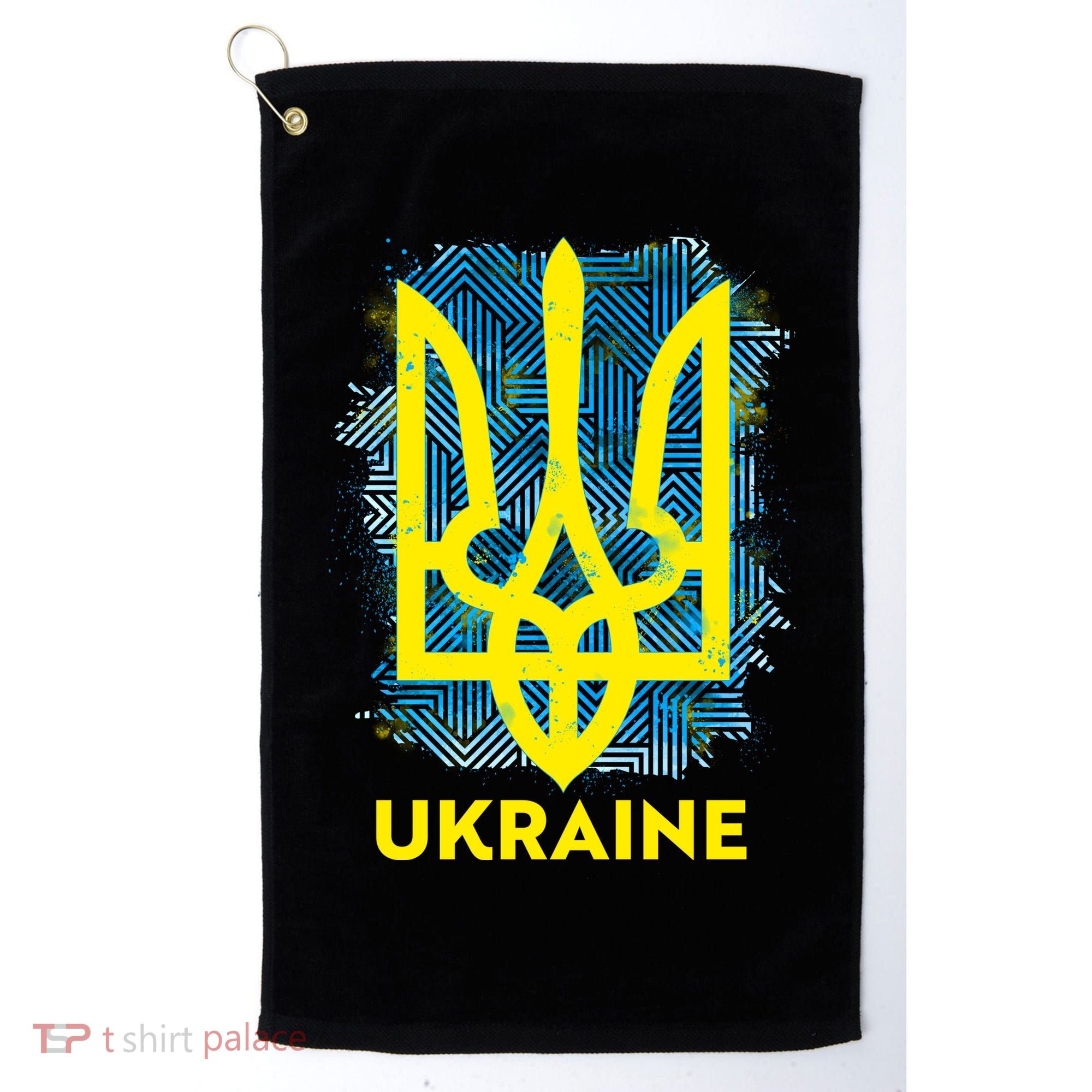 Painted Distressed Pattern Ukraine Coat Of Arms Flag Golf Towel