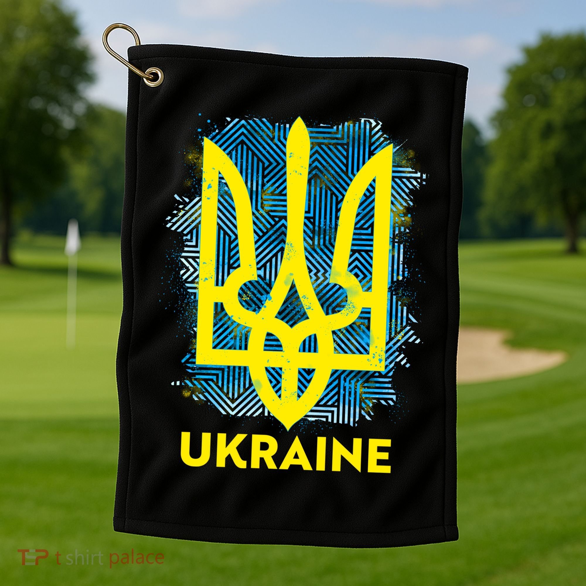 Painted Distressed Pattern Ukraine Coat Of Arms Flag Golf Towel