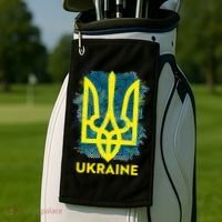 Painted Distressed Pattern Ukraine Coat Of Arms Flag Golf Towel thumb 2