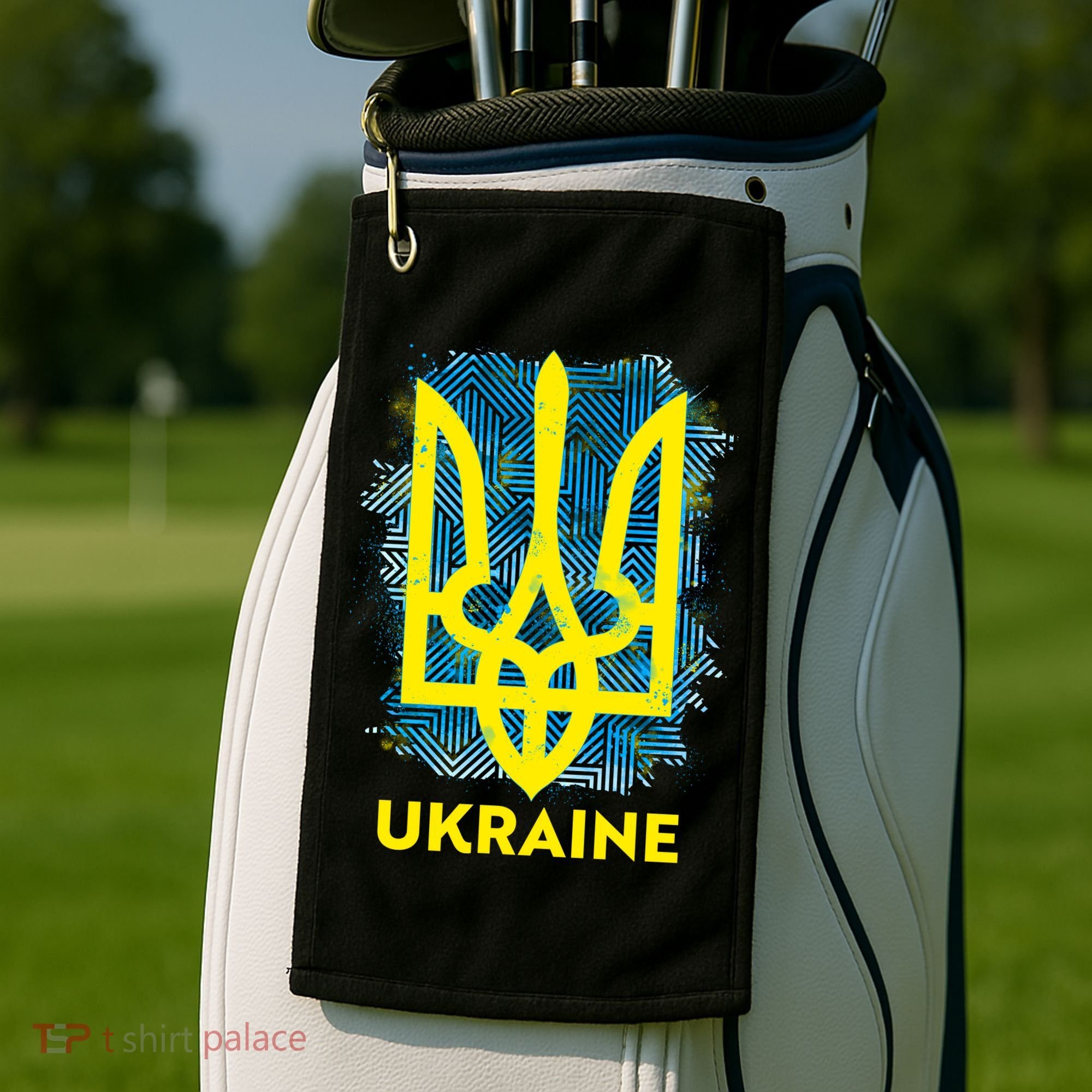Painted Distressed Pattern Ukraine Coat Of Arms Flag Golf Towel