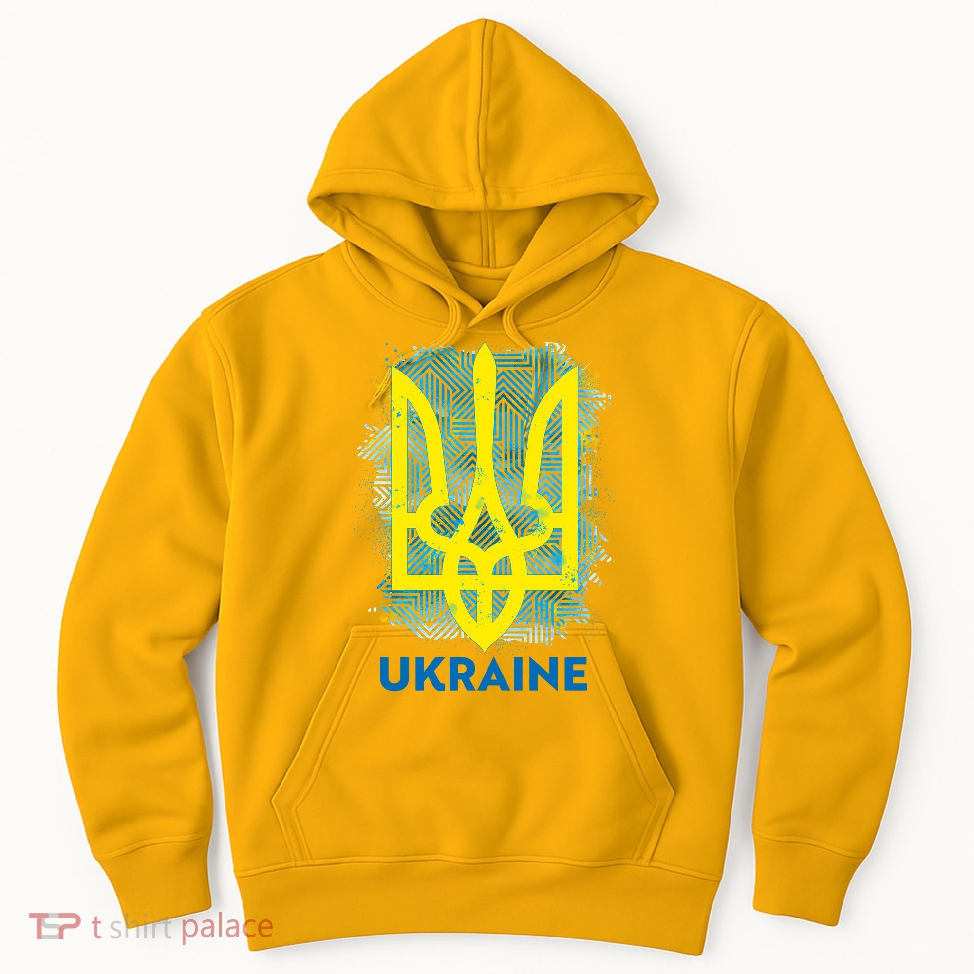 Painted Distressed Pattern Ukraine Coat Of Arms Flag Hoodie