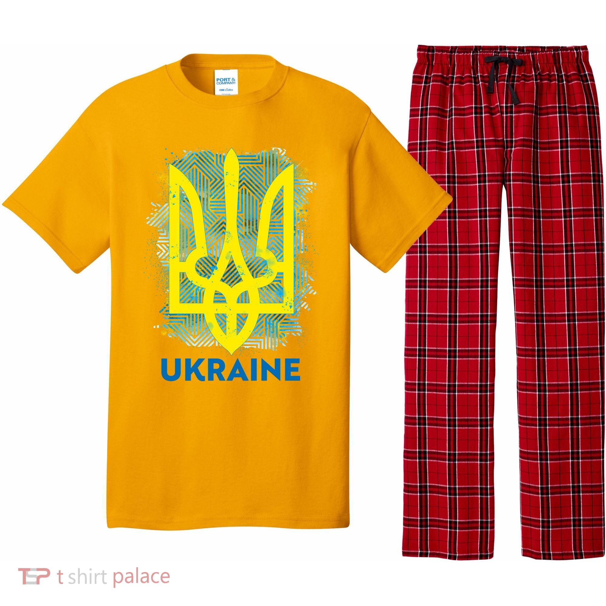 Painted Distressed Pattern Ukraine Coat Of Arms Flag Pajama Set