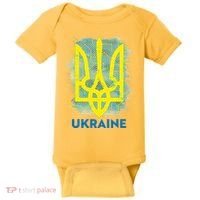 Painted Distressed Pattern Ukraine Coat Of Arms Flag Baby Bodysuit thumb 0
