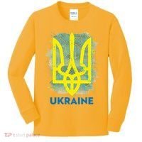 Painted Distressed Pattern Ukraine Coat Of Arms Flag Kids Long Sleeve Shirt thumb 0