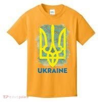 Painted Distressed Pattern Ukraine Coat Of Arms Flag Kids T-Shirt thumb 0