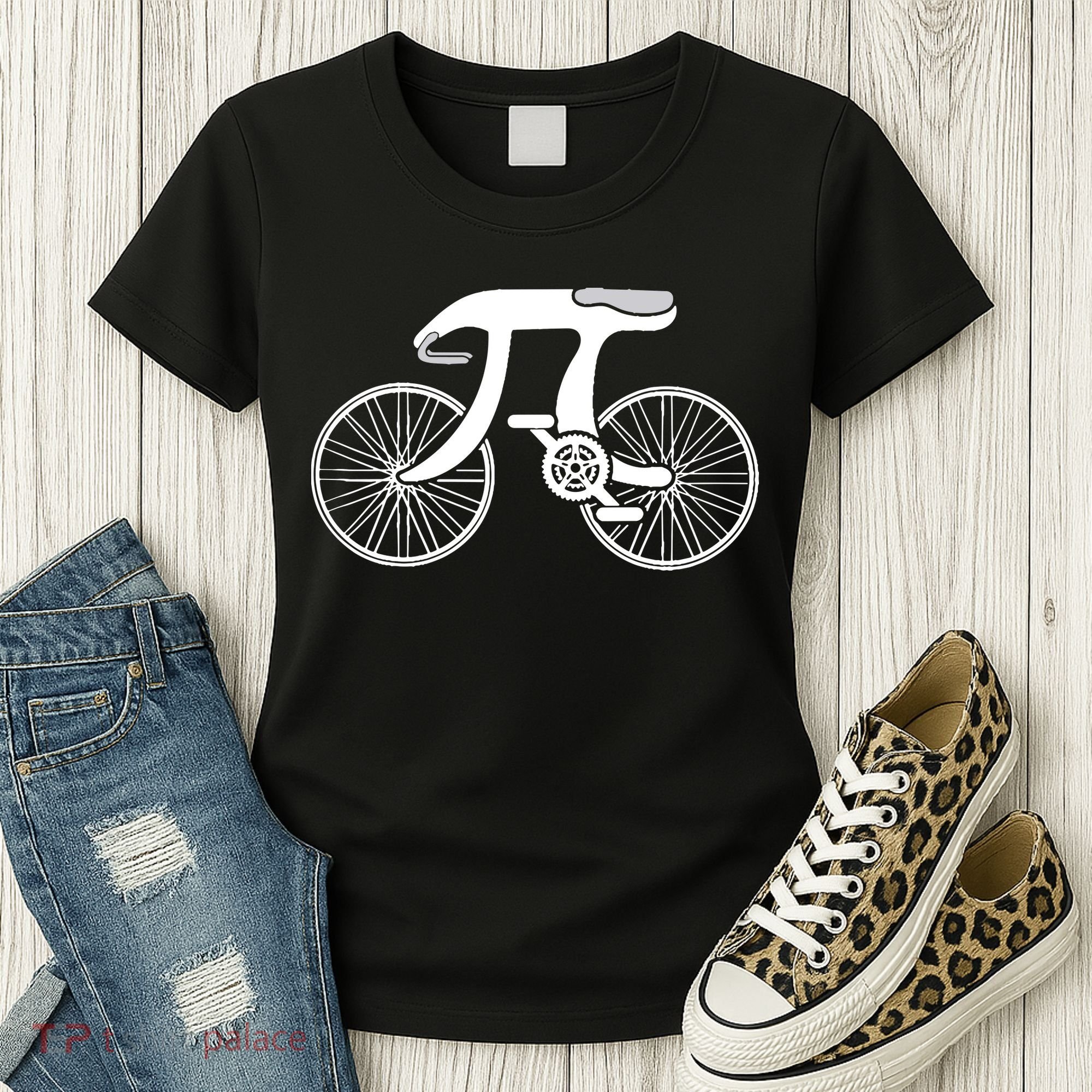Pi Day Pi Cycle Bicycle Bike Math Symbol 3 14 Cyclist Pun Women's T-Shirt