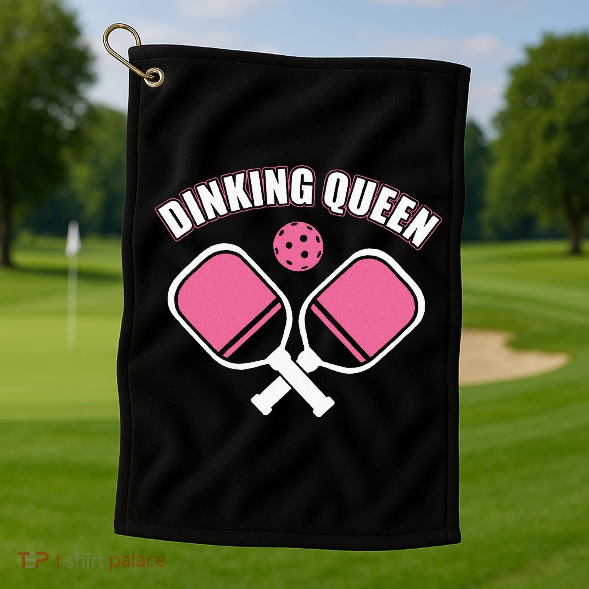 PicklebalI Dinking Queen Wo Pickleball Player Golf Towel