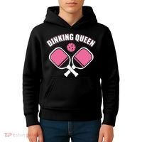 PicklebalI Dinking Queen Wo Pickleball Player Kids Hoodie thumb 4