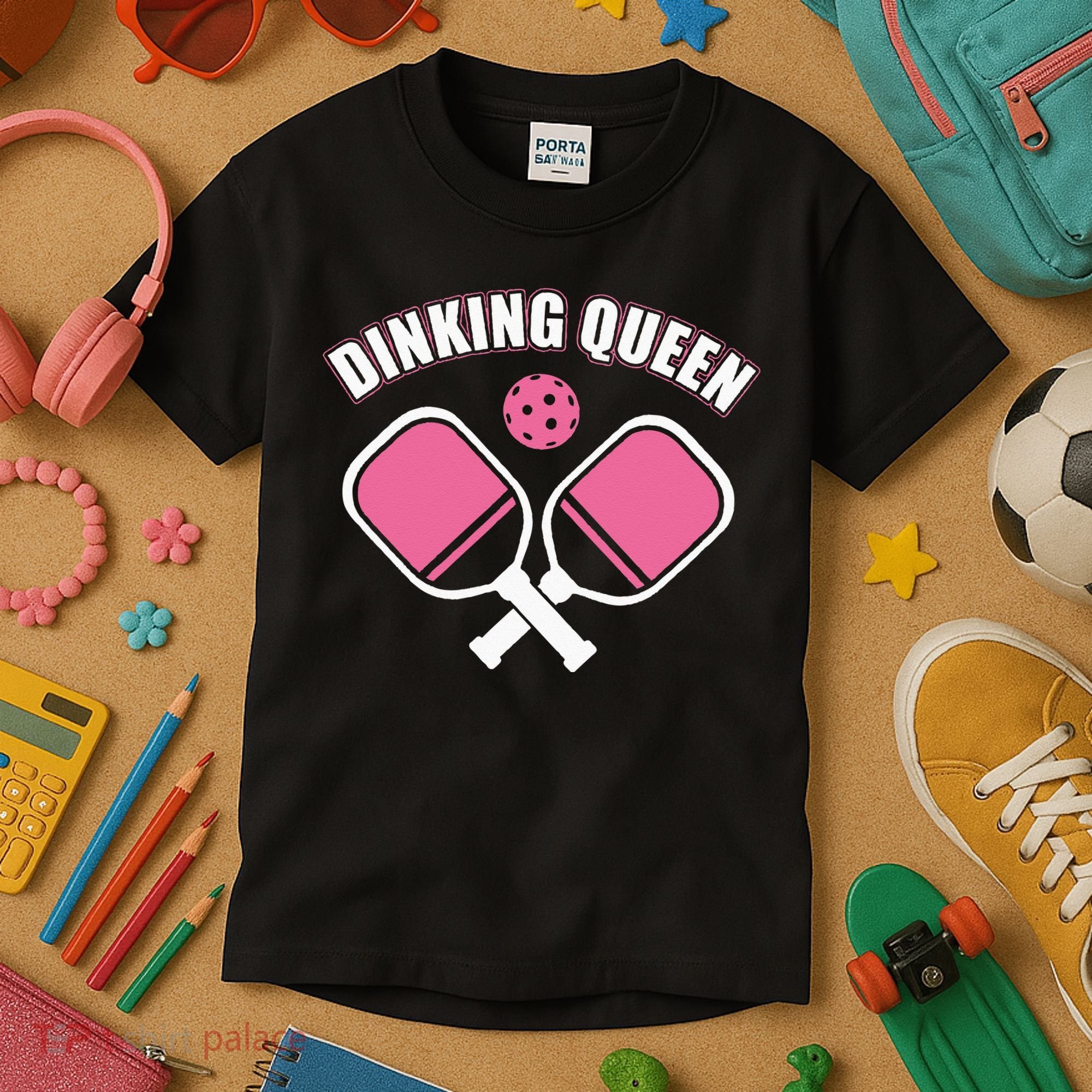 PicklebalI Dinking Queen Wo Pickleball Player Kids T-Shirt