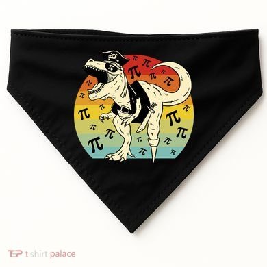 Pirate Dinosaur Retro Sunset Pi Day USA-Made Doggie Bandana