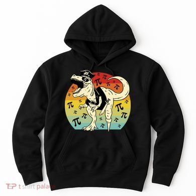 Pirate Dinosaur Retro Sunset Pi Day Hoodie