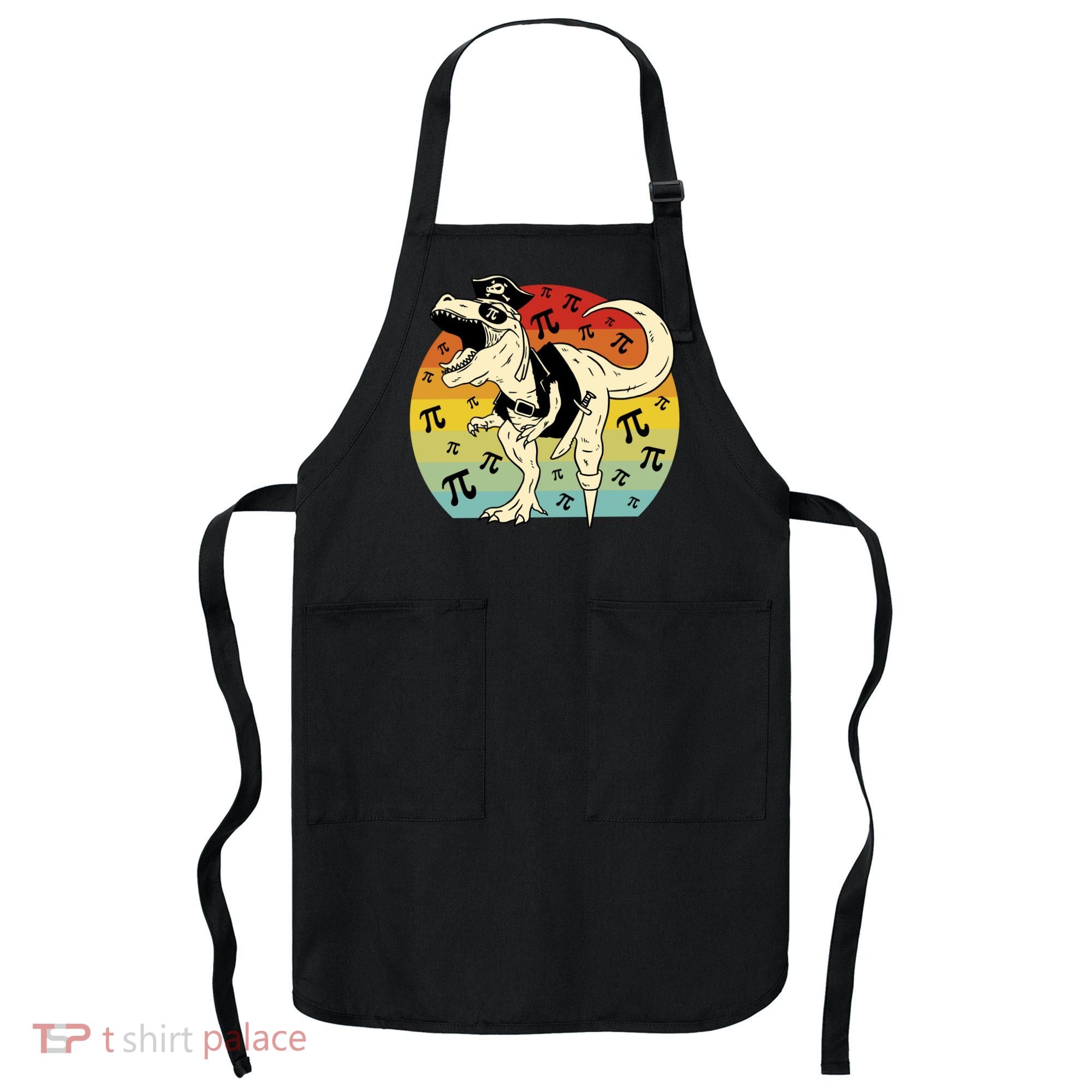 Pirate Dinosaur Retro Sunset Pi Day Apron