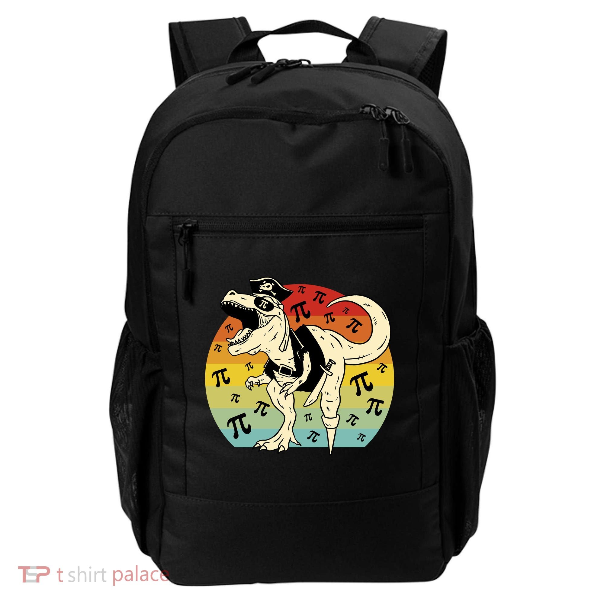 Pirate Dinosaur Retro Sunset Pi Day Backpack