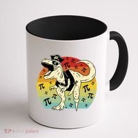 Pirate Dinosaur Retro Sunset Pi Day Coffee Mug thumb 1