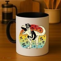 Pirate Dinosaur Retro Sunset Pi Day Coffee Mug thumb 4